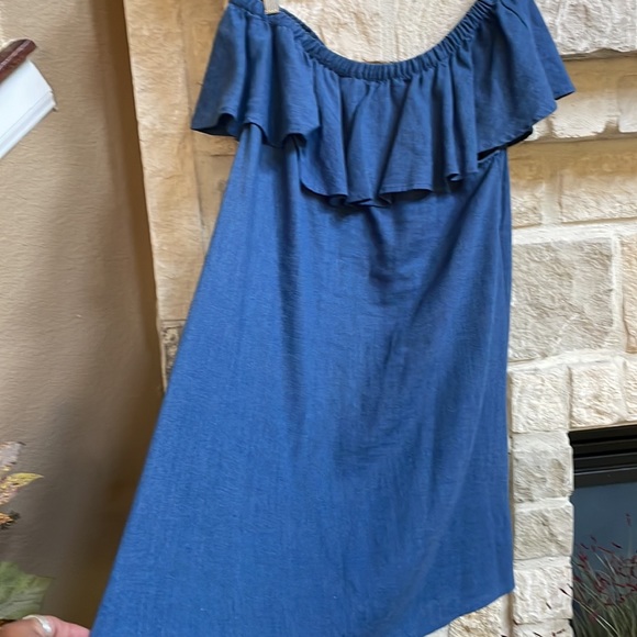 Madewell off the shoulder Chambray blue mini dress. Excellent condition . SZ M - Picture 4 of 5